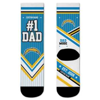 Los Angeles Chargers Socks - Personalized Pinstripe Chevron Blue White