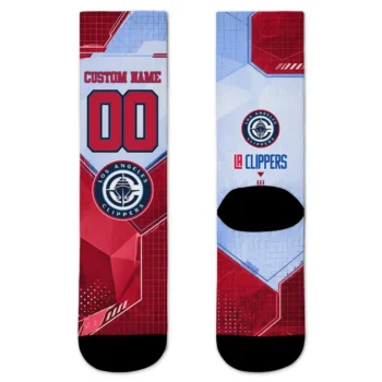 Los Angeles Clippers Socks Custom Geometric Tech Red Best Selling