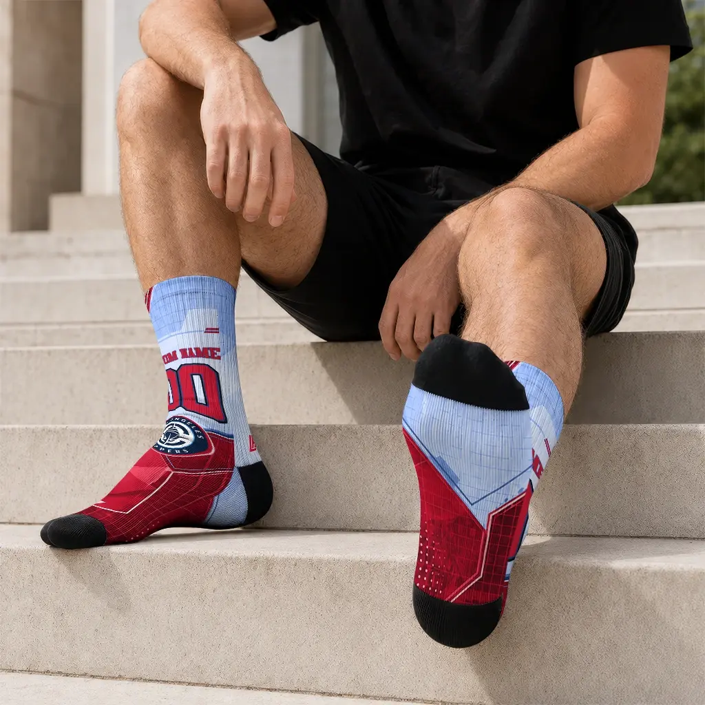 Los Angeles Clippers Socks Custom Geometric Tech Red Latest Model Los Angeles Clippers Socks Custom Geometric Tech Red Latest Model