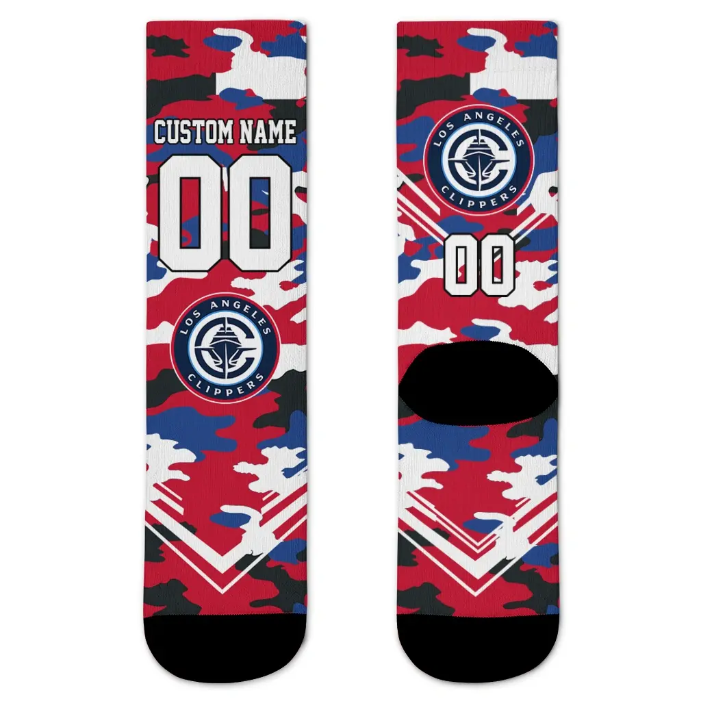 Los Angeles Clippers Socks Custom Woodland Camo Red Best Selling Los Angeles Clippers Socks Custom Woodland Camo Red Best Selling