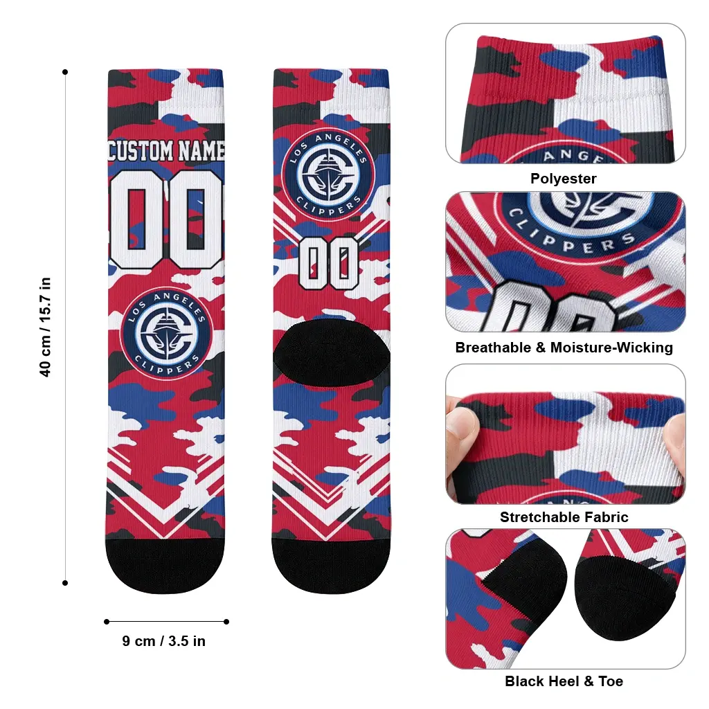 Los Angeles Clippers Socks Custom Woodland Camo Red High Quality Los Angeles Clippers Socks Custom Woodland Camo Red High Quality