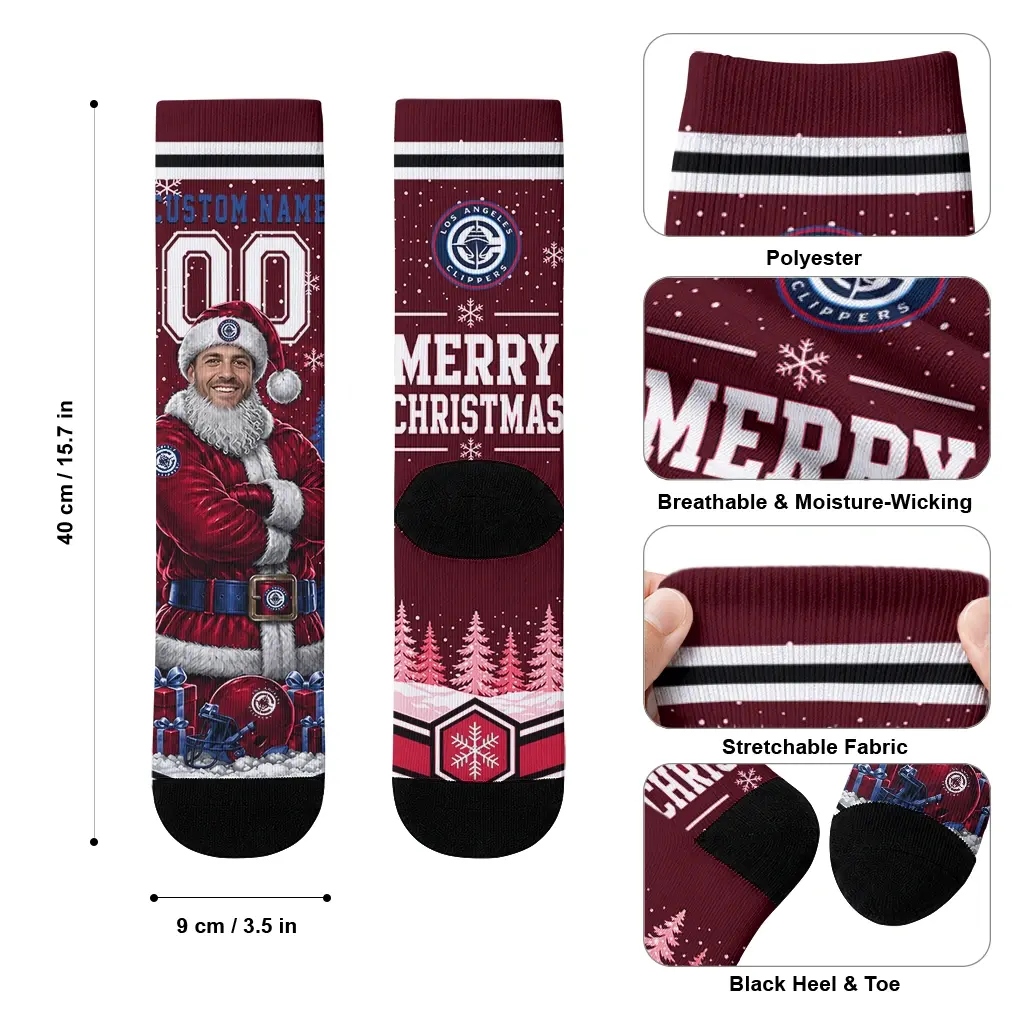 Los Angeles Clippers Socks Customized Snowy Scene Red White High Quality Los Angeles Clippers Socks Customized Snowy Scene Red White High Quality