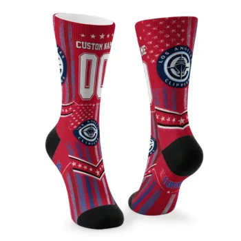 Los Angeles Clippers Socks Customized Star Stripes Red White Fashion Forward