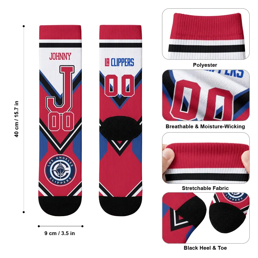 Los Angeles Clippers Socks Personalized Arrow Blocks Red High Quality Los Angeles Clippers Socks Personalized Arrow Blocks Red High Quality