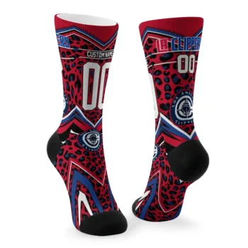 Los Angeles Clippers Socks Personalized Leopard Print Red Black Fashion Forward