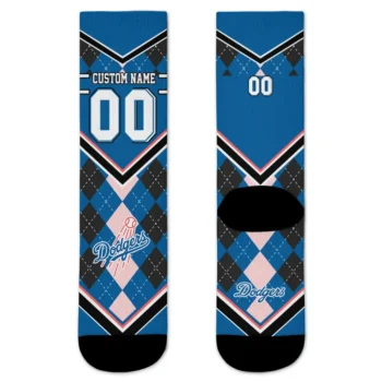 Los Angeles Dodgers Socks Custom Argyle Pattern Blue Best Selling