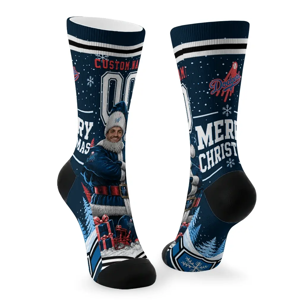 Los Angeles Dodgers Socks Custom Snowy Scene Blue White Fashion Forward Los Angeles Dodgers Socks Custom Snowy Scene Blue White Fashion Forward