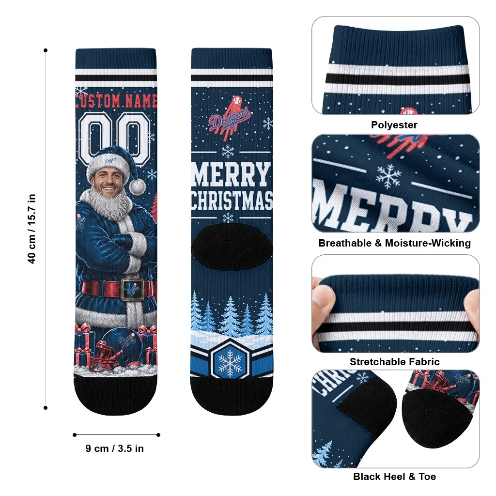 Los Angeles Dodgers Socks Custom Snowy Scene Blue White High Quality Los Angeles Dodgers Socks Custom Snowy Scene Blue White High Quality