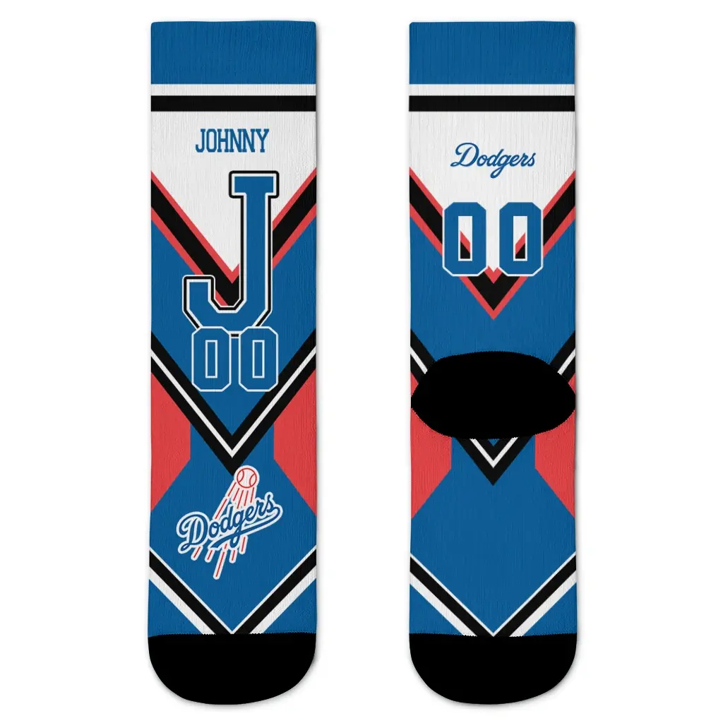 Los Angeles Dodgers Socks Customized Arrow Blocks Blue Best Selling Los Angeles Dodgers Socks Customized Arrow Blocks Blue Best Selling