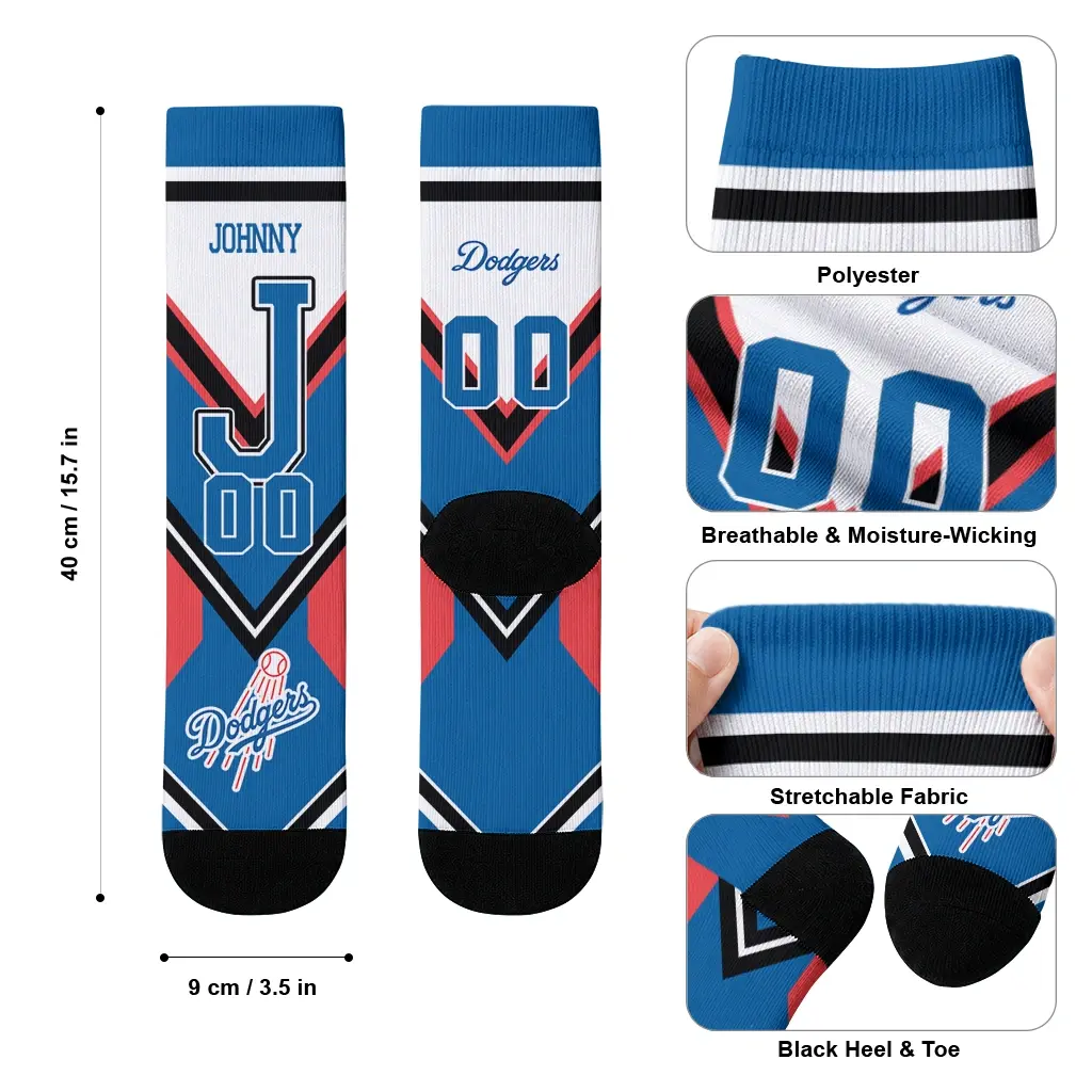 Los Angeles Dodgers Socks Customized Arrow Blocks Blue High Quality Los Angeles Dodgers Socks Customized Arrow Blocks Blue High Quality