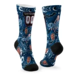 Los Angeles Dodgers Socks Personalized Scattered Icons Blue Best Selling