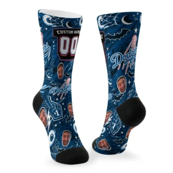 Los Angeles Dodgers Socks Personalized Scattered Icons Blue Fashion Forward