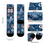 Los Angeles Dodgers Socks Personalized Scattered Icons Blue Best Selling