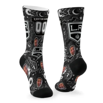 Los Angeles Kings Socks Customized Scattered Icons Black Fashion Forward