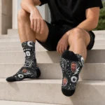 Los Angeles Kings Socks Customized Scattered Icons Black Best Selling