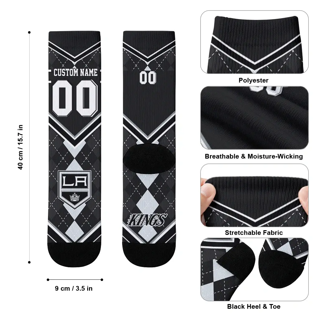 Los Angeles Kings Socks Personalized Argyle Pattern Black High Quality Los Angeles Kings Socks Personalized Argyle Pattern Black High Quality