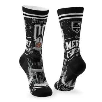 Los Angeles Kings Socks Personalized Snowy Scene Black White Fashion Forward