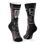 Los Angeles Kings Socks Personalized Star Stripes Black White Best Selling