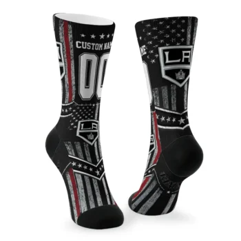 Los Angeles Kings Socks Personalized Star Stripes Black White Fashion Forward