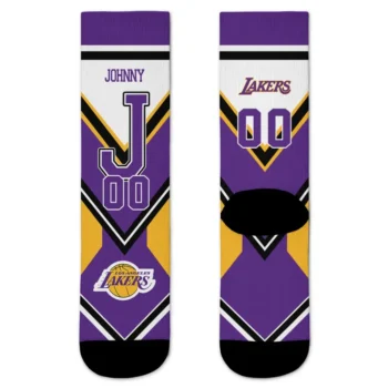 Los Angeles Lakers Socks Custom Arrow Blocks Purple Best Selling