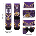 Los Angeles Lakers Socks Custom Leopard Print Purple Black Best Selling