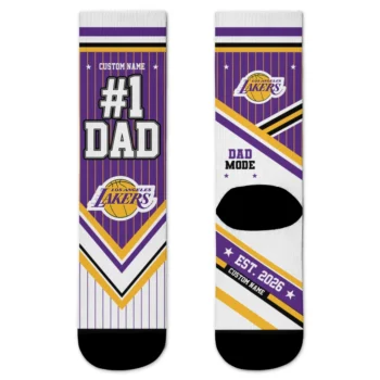 Los Angeles Lakers Socks - Custom Pinstripe Chevron Purple White
