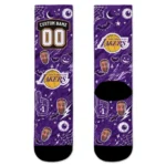 Los Angeles Lakers Socks Customized Scattered Icons Purple Best Selling