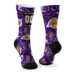 Los Angeles Lakers Socks Customized Scattered Icons Purple Best Selling