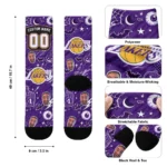 Los Angeles Lakers Socks Customized Scattered Icons Purple Best Selling