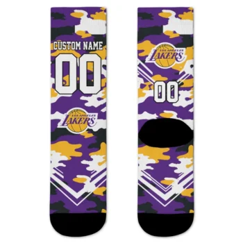 Los Angeles Lakers Socks Customized Woodland Camo Purple Best Selling