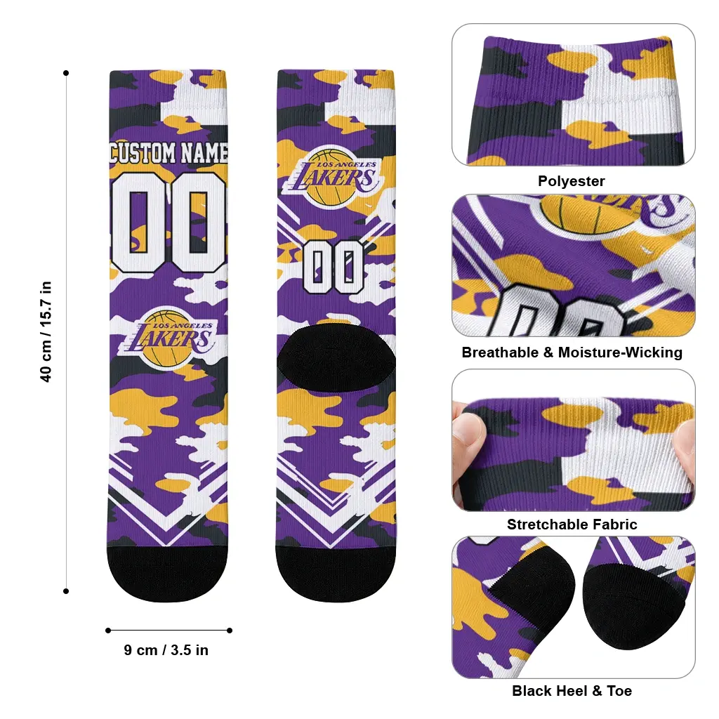 Los Angeles Lakers Socks Customized Woodland Camo Purple High Quality Los Angeles Lakers Socks Customized Woodland Camo Purple High Quality