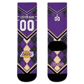 Los Angeles Lakers Socks Personalized Argyle Pattern Purple Best Selling