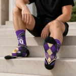 Los Angeles Lakers Socks Personalized Argyle Pattern Purple Best Selling