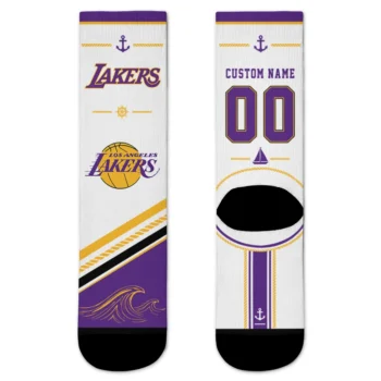 Los Angeles Lakers Socks - Personalized Nautical Icons Purple White