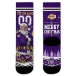 Los Angeles Lakers Socks Personalized Snowy Scene Purple White Best Selling