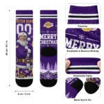 Los Angeles Lakers Socks Personalized Snowy Scene Purple White Best Selling