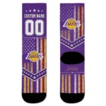 Los Angeles Lakers Socks Personalized Star Stripes Purple White Best Selling