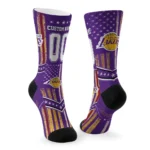 Los Angeles Lakers Socks Personalized Star Stripes Purple White Best Selling