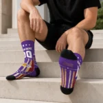 Los Angeles Lakers Socks Personalized Star Stripes Purple White Best Selling