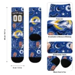 Los Angeles Rams Socks Customized Scattered Icons Blue Best Selling