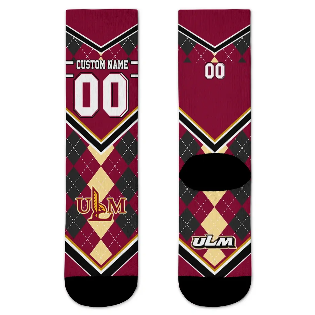 Louisiana Monroe Warhawks Socks Customized Argyle Pattern Red Best Selling Louisiana Monroe Warhawks Socks Customized Argyle Pattern Red Best Selling