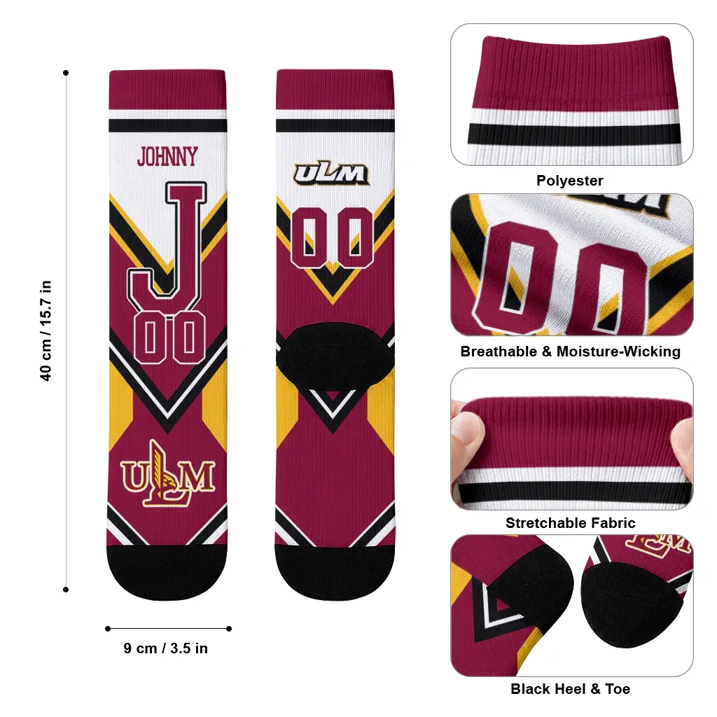 Louisiana Monroe Warhawks Socks Customized Arrow Blocks Red High Quality Louisiana Monroe Warhawks Socks Customized Arrow Blocks Red High Quality