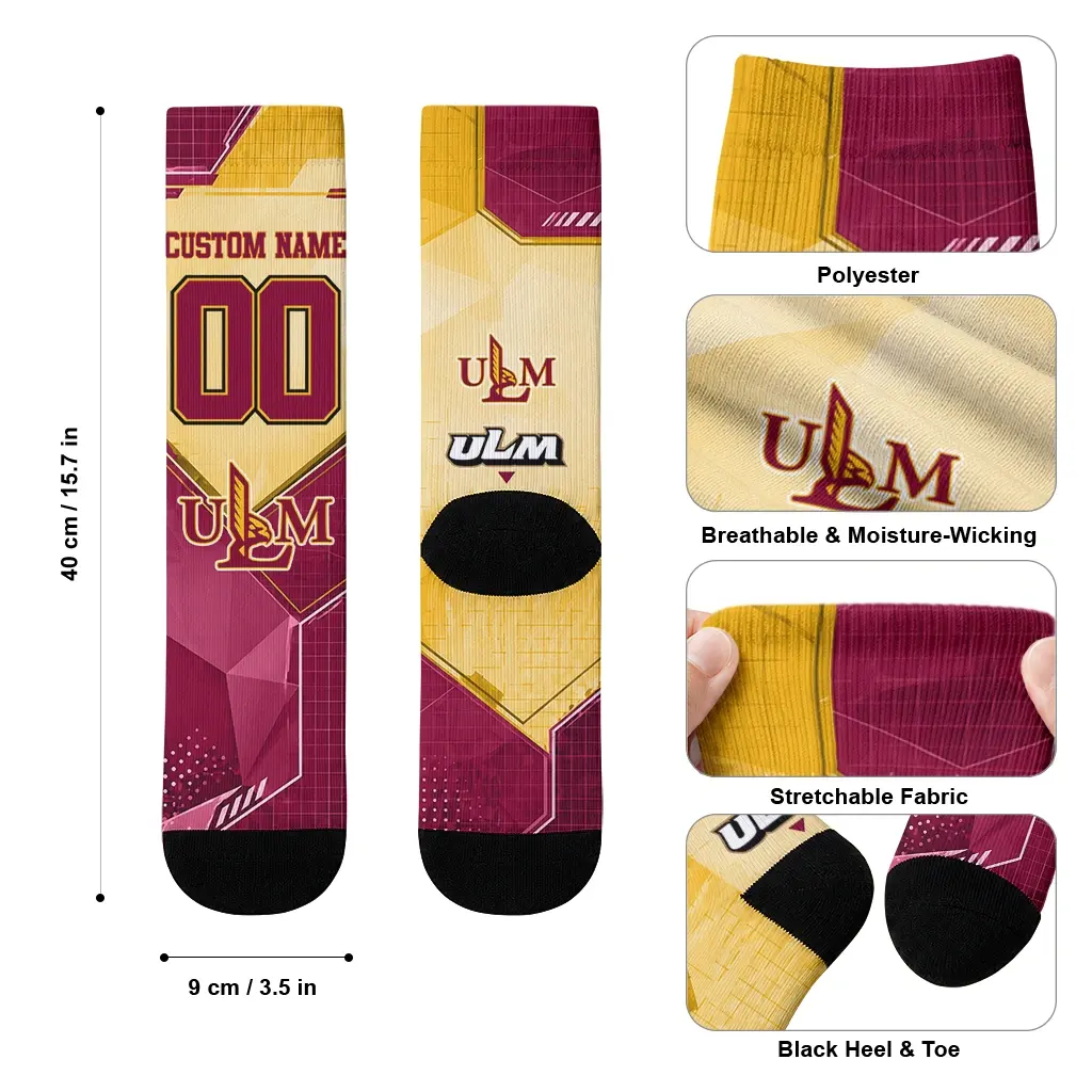 Louisiana Monroe Warhawks Socks Customized Geometric Tech Red High Quality Louisiana Monroe Warhawks Socks Customized Geometric Tech Red High Quality