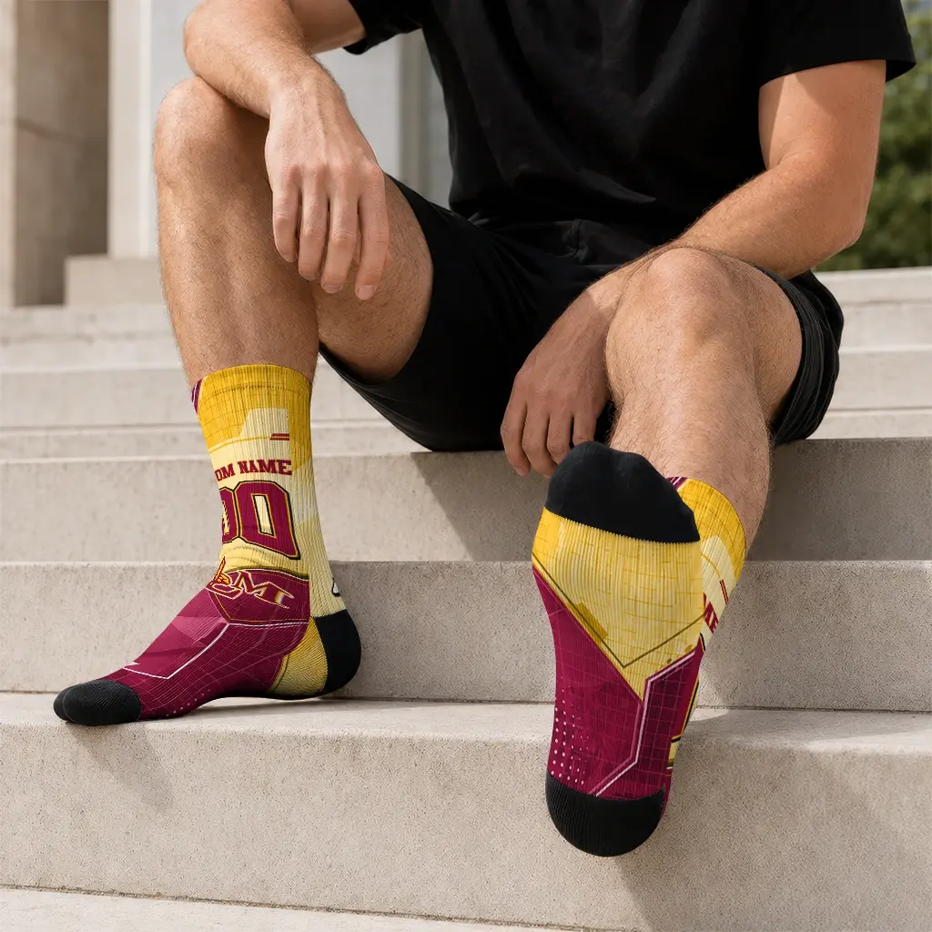 Louisiana Monroe Warhawks Socks Customized Geometric Tech Red Latest Model Louisiana Monroe Warhawks Socks Customized Geometric Tech Red Latest Model