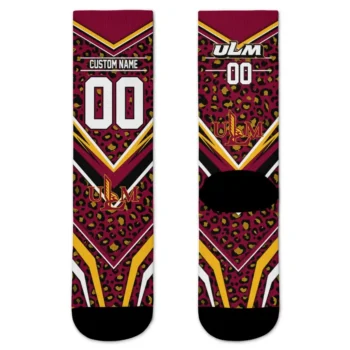 Louisiana Monroe Warhawks Socks Customized Leopard Print Red Black Best Selling