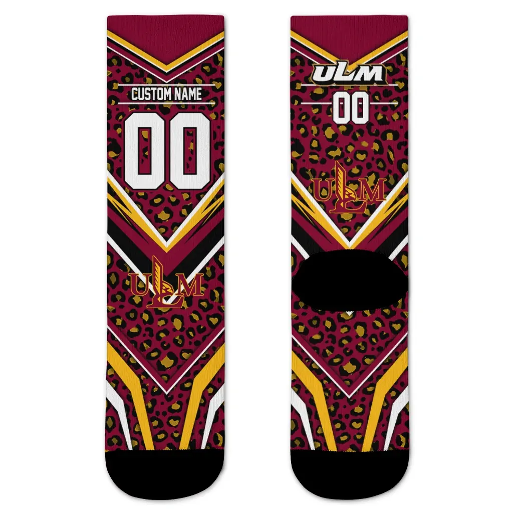Louisiana Monroe Warhawks Socks Customized Leopard Print Red Black Best Selling Louisiana Monroe Warhawks Socks Customized Leopard Print Red Black Best Selling