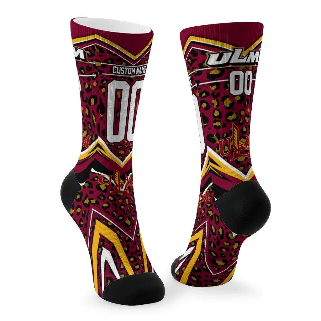 Louisiana Monroe Warhawks Socks Customized Leopard Print Red Black Fashion Forward Louisiana Monroe Warhawks Socks Customized Leopard Print Red Black Fashion Forward