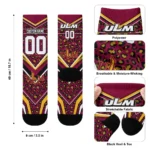 Louisiana Monroe Warhawks Socks Customized Leopard Print Red Black Best Selling