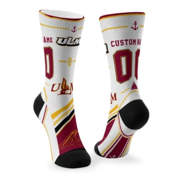 Louisiana Monroe Warhawks Socks Customized Nautical Icons Red White Fashion Forward