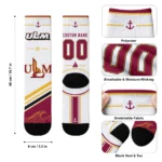 Louisiana Monroe Warhawks Socks Customized Nautical Icons Red White Best Selling